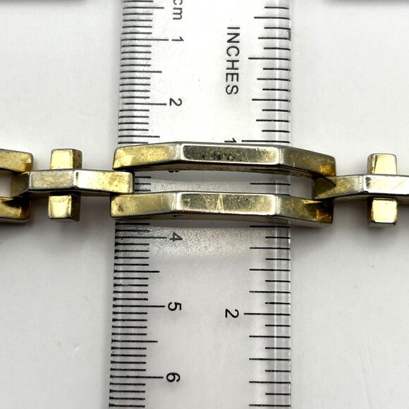 Vintage Geometric Link Bracelet Gold Tone Modernist Retro 7.5in - Picture 8 of 14